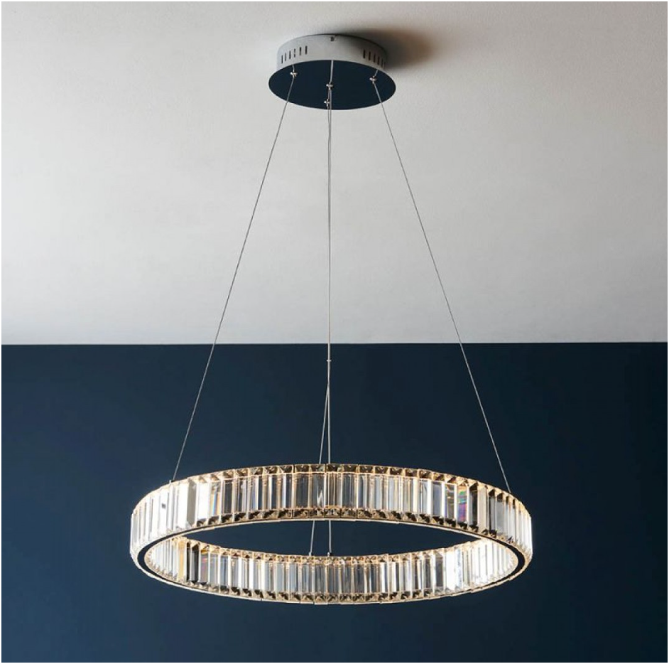 Nico Polished Chrome LED Pendant with Crystal