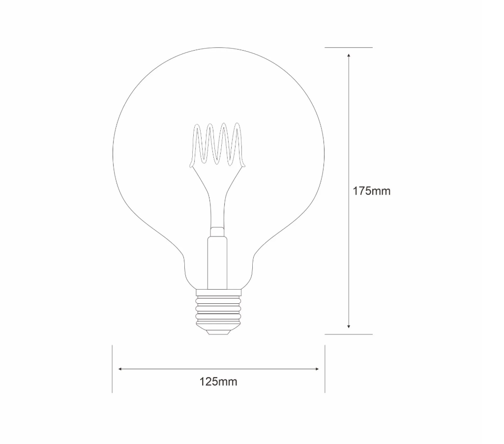 E27 125mm Vintage LED Globe Bulbs- Various Finishes