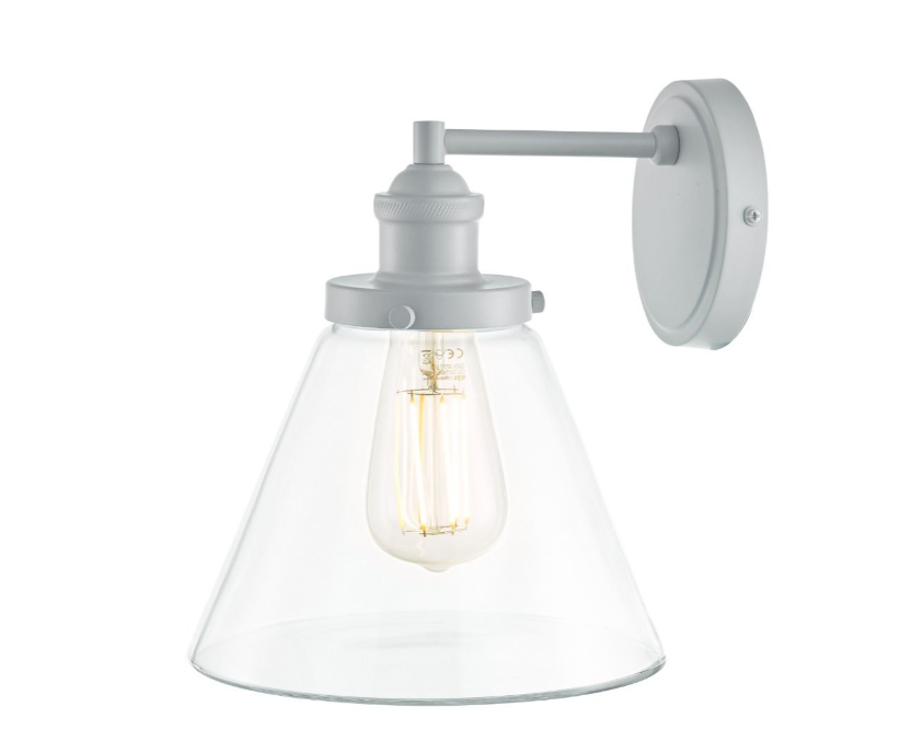 Isaac IP44 Outdoor Wall Light Charcoal/ Matt Grey Glass