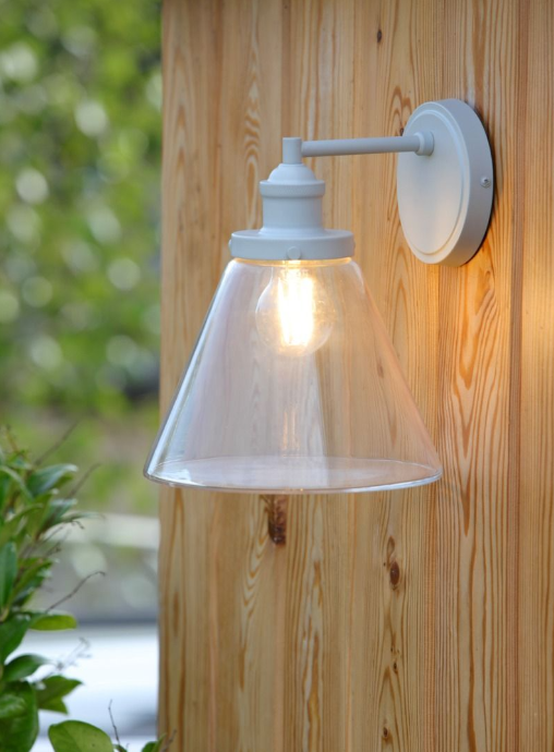 Isaac IP44 Outdoor Wall Light Charcoal/ Matt Grey Glass