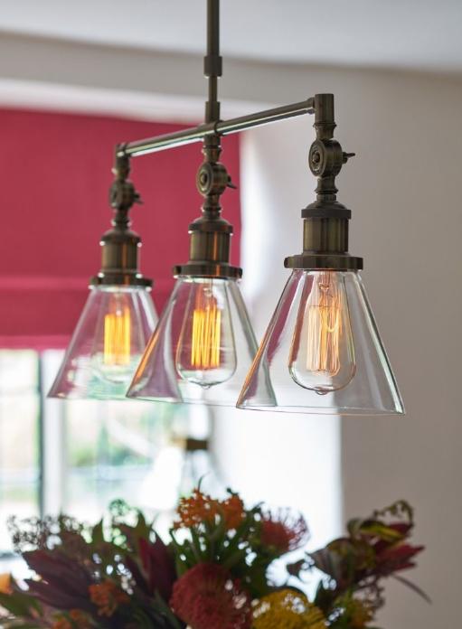 Isaac 3lt Bar Pendant Antique Brass/ Satin Nickel