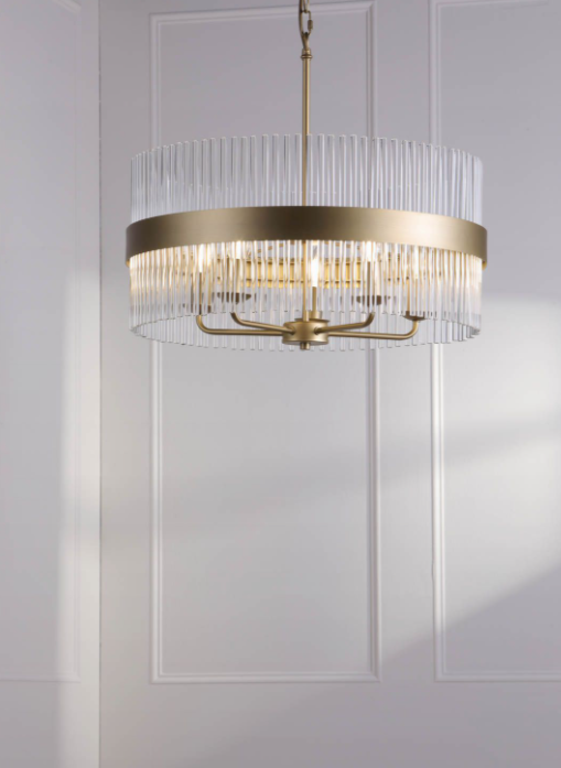 Alexa 3/5 Light Pendant Glass and Matt Antique Brass