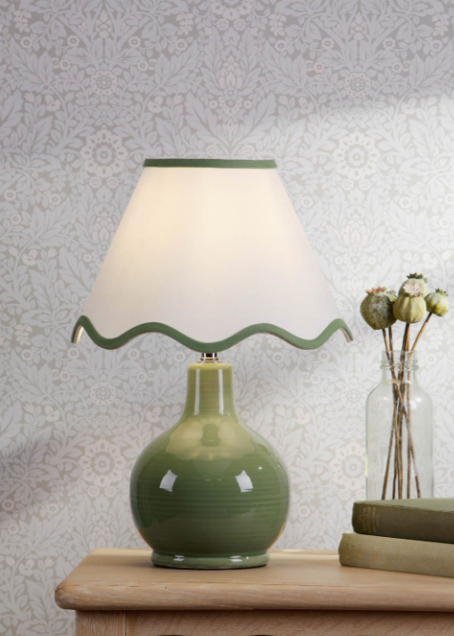 Bramhope Table Lamp - Grey/ Green Ceramic With Shade