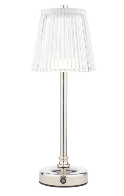 Callaghan Table Lamp Matt Antique Brass/ Polished Nickel and Ribbed Glass LED