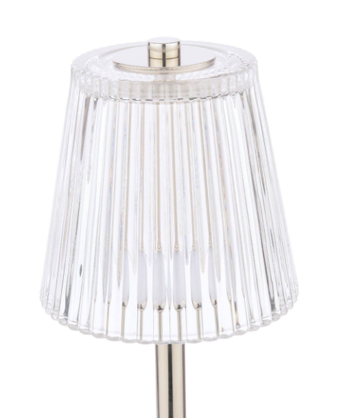 Callaghan Table Lamp Matt Antique Brass/ Polished Nickel and Ribbed Glass LED