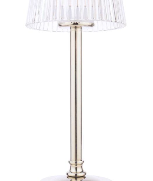 Callaghan Table Lamp Matt Antique Brass/ Polished Nickel and Ribbed Glass LED