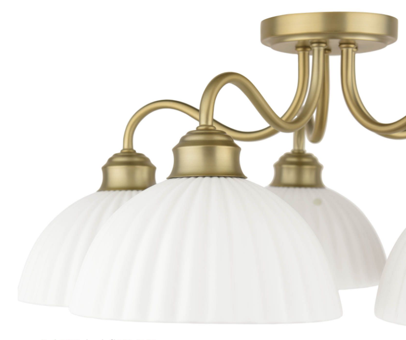Durford 3/5 Light Semi-Flush Matt Antique Brass and White Ceramic