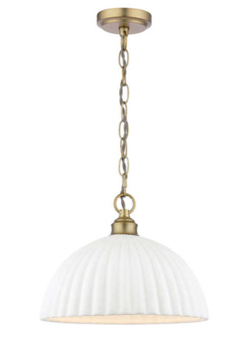 Durford Pendant Matt Antique Brass and White Ceramic