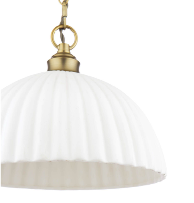 Durford Pendant Matt Antique Brass and White Ceramic