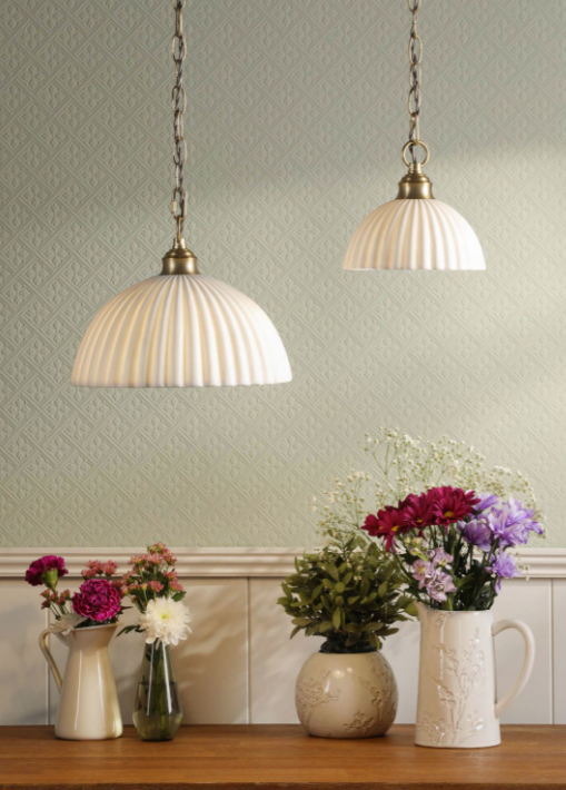 Durford Pendant Matt Antique Brass and White Ceramic