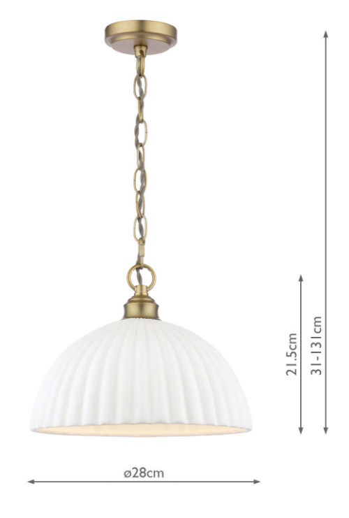 Durford Pendant Matt Antique Brass and White Ceramic