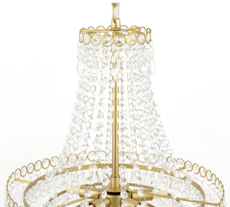 Enid 5lt Chandelier - Matt Antique Brass/ Polished Nickel & Cut Glass