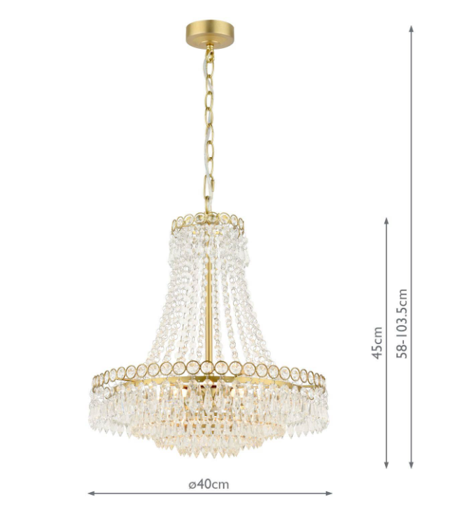 Enid 5lt Chandelier - Matt Antique Brass/ Polished Nickel & Cut Glass