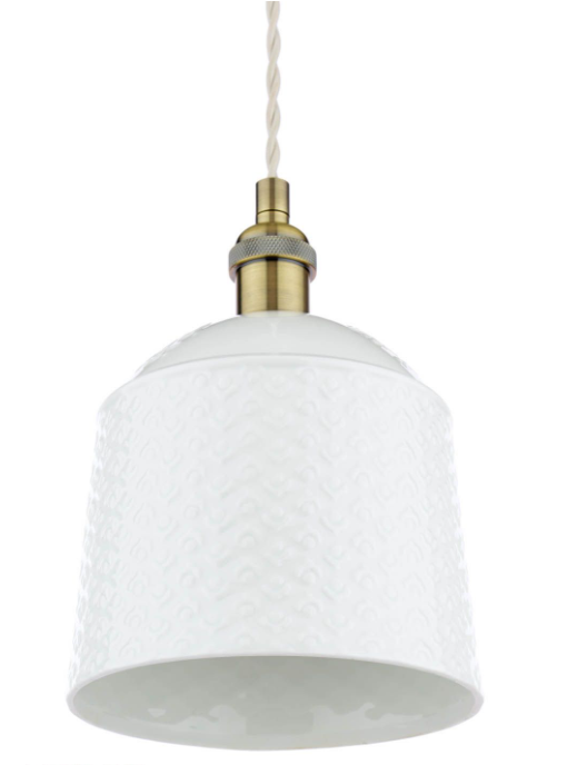 Porcelain Pendant Cream and Antique Brass - Various Styles