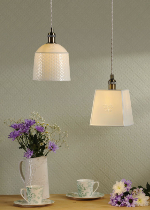 Porcelain Pendant Cream and Antique Brass - Various Styles