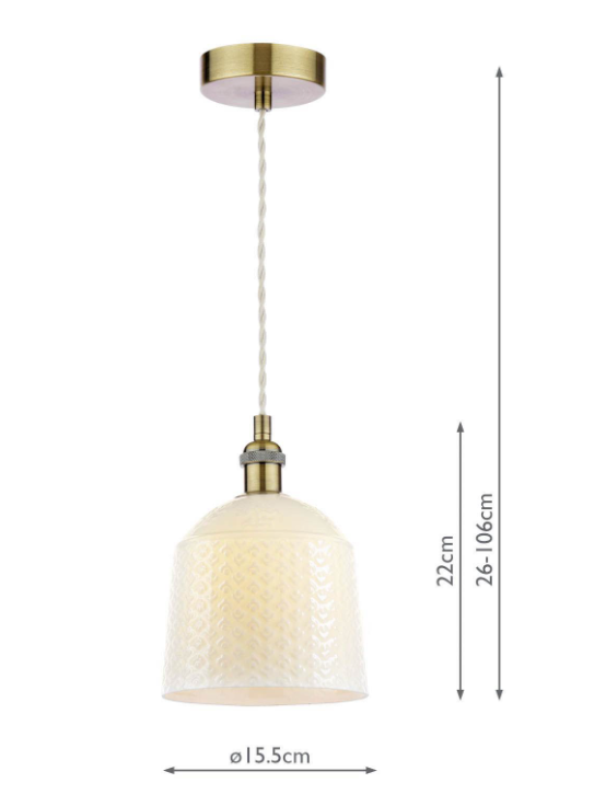 Porcelain Pendant Cream and Antique Brass - Various Styles