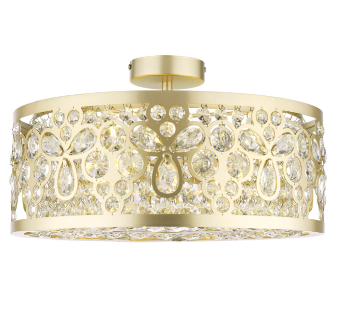 Tilbrook 3/4 Light Flush Matt Champagne and Crystal