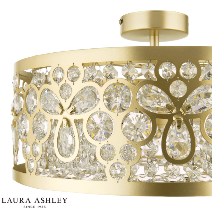 Tilbrook 3/4 Light Flush Matt Champagne and Crystal