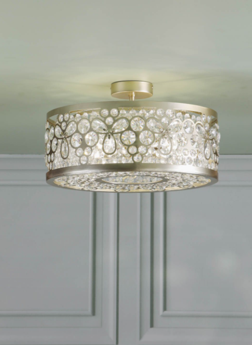 Tilbrook 3/4 Light Flush Matt Champagne and Crystal
