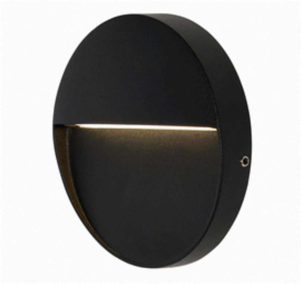 Onza Outdoor LED Round Wall Light- Black Finish