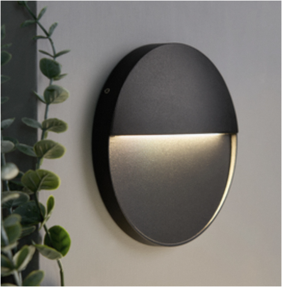 Onza Outdoor LED Round Wall Light- Black Finish