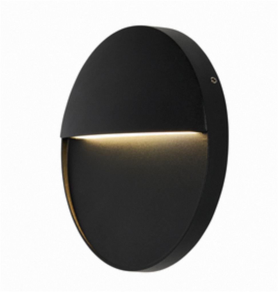 Onza Outdoor LED Round Wall Light- Black Finish