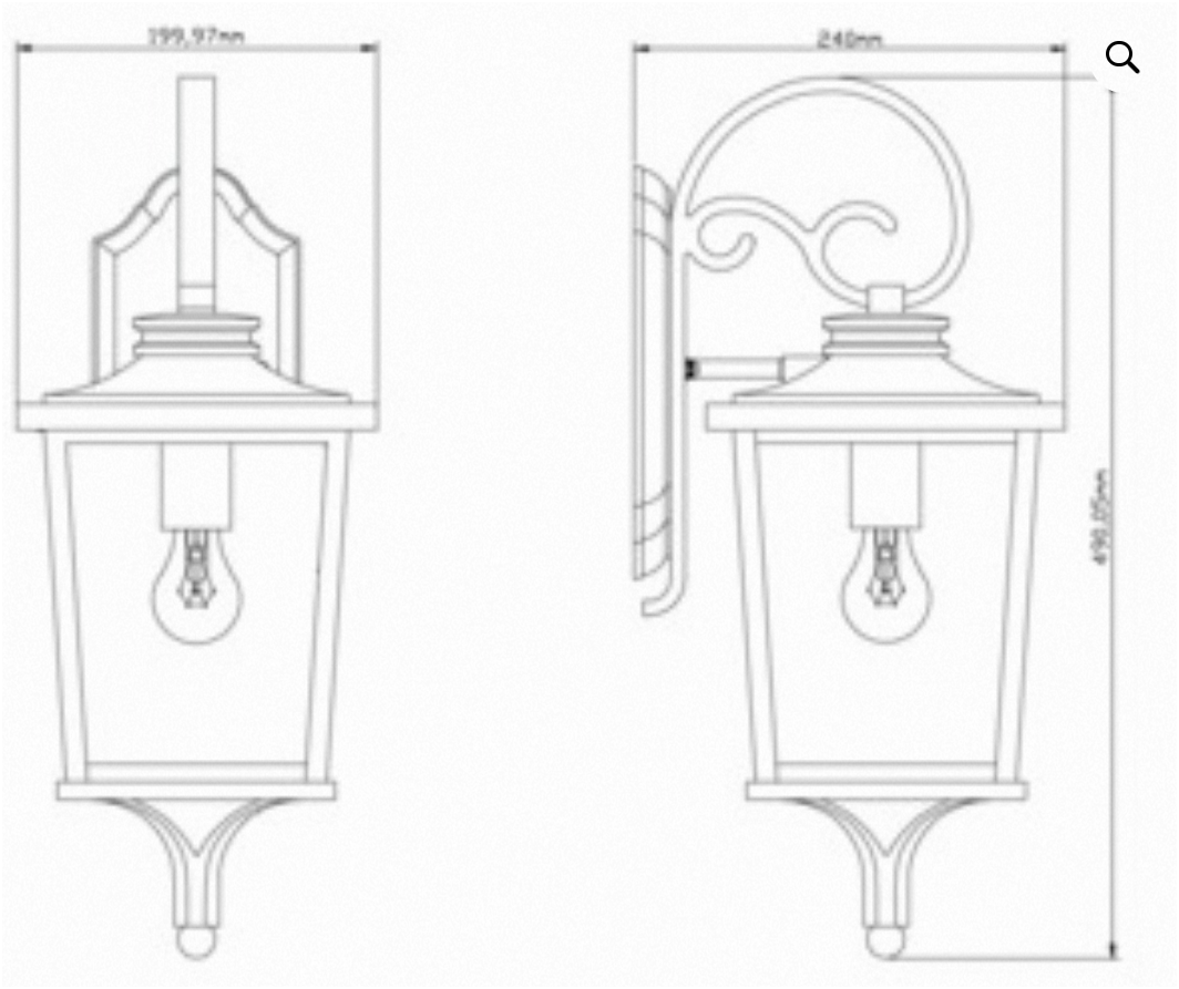 Brexton 4 Panel Lantern-Black