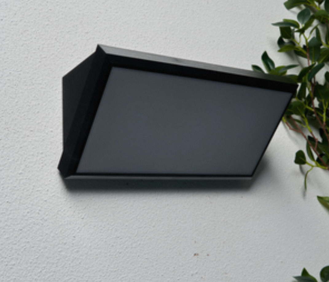 Luton Outdoor LED Wedge Design Wall Light-  Black