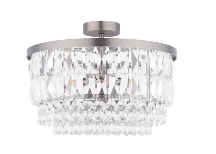 Rhosill 3 Lt Semi-Flush Light- Aged Pewter/ Antique Brass