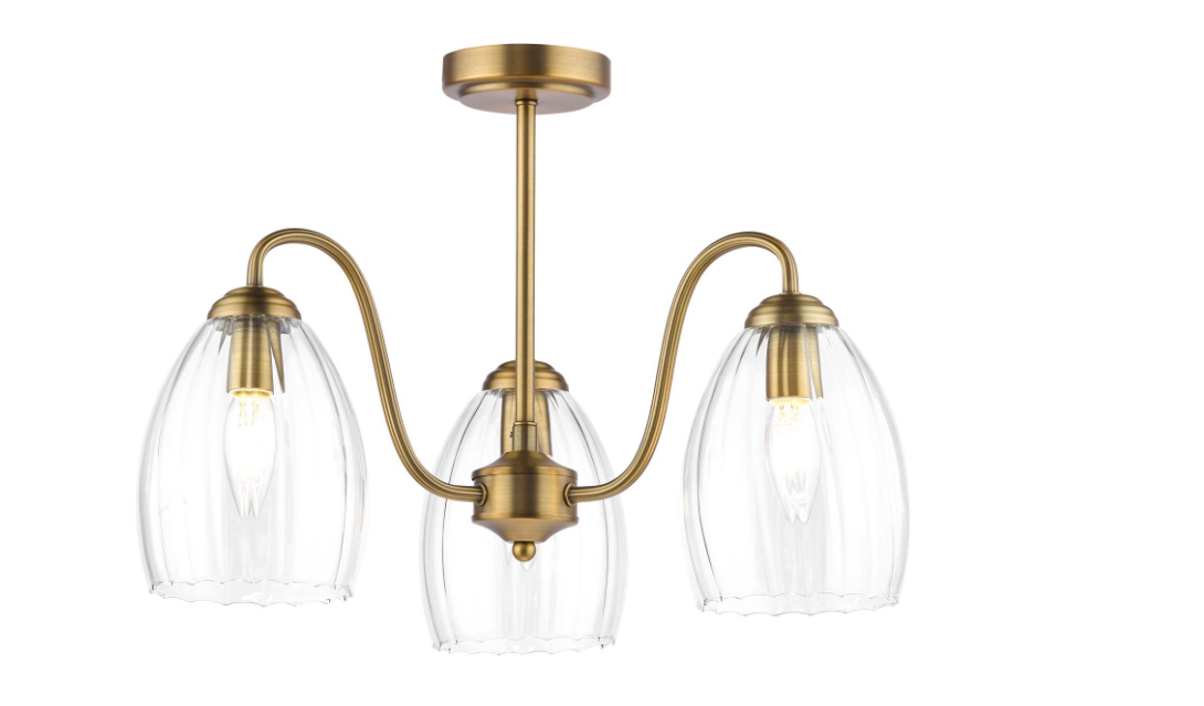 Valora 3Lt Semi Flush Light- Antique Bronze & Polished Nickel