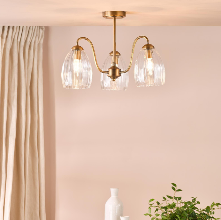 Valora 3Lt Semi Flush Light- Antique Bronze & Polished Nickel