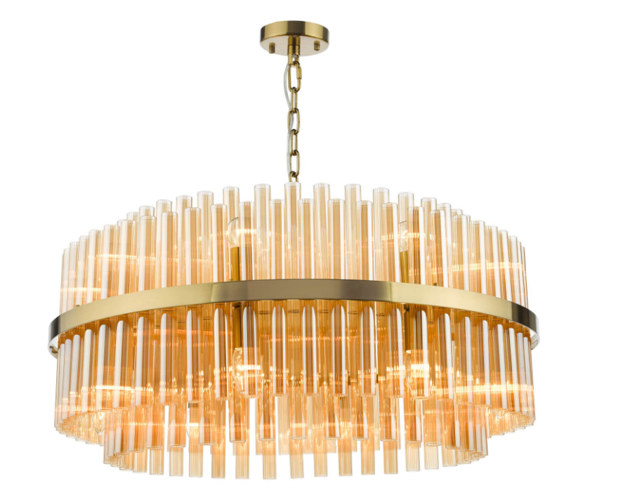 Imani 16 Light Pendant Natural Brass and Champagne Glass