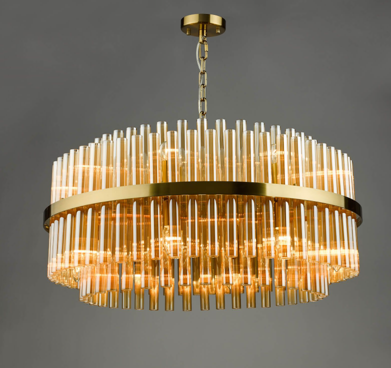 Imani 16 Light Pendant Natural Brass and Champagne Glass