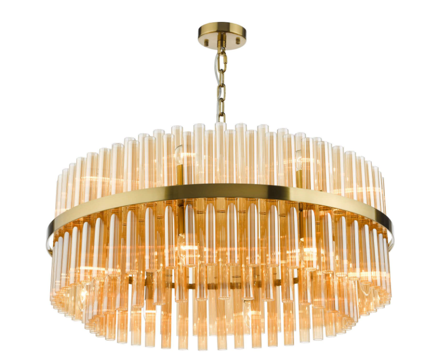 Imani 16 Light Pendant Natural Brass and Champagne Glass