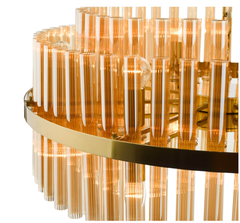 Imani 16 Light Pendant Natural Brass and Champagne Glass
