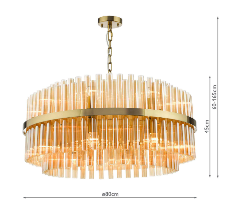 Imani 16 Light Pendant Natural Brass and Champagne Glass
