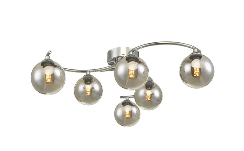 Nakita 6Lt Semi Flush Light-  Antique Brass & Polished Chrome