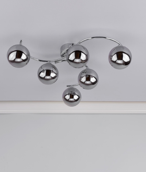 Nakita 6Lt Semi Flush Light-  Antique Brass & Polished Chrome