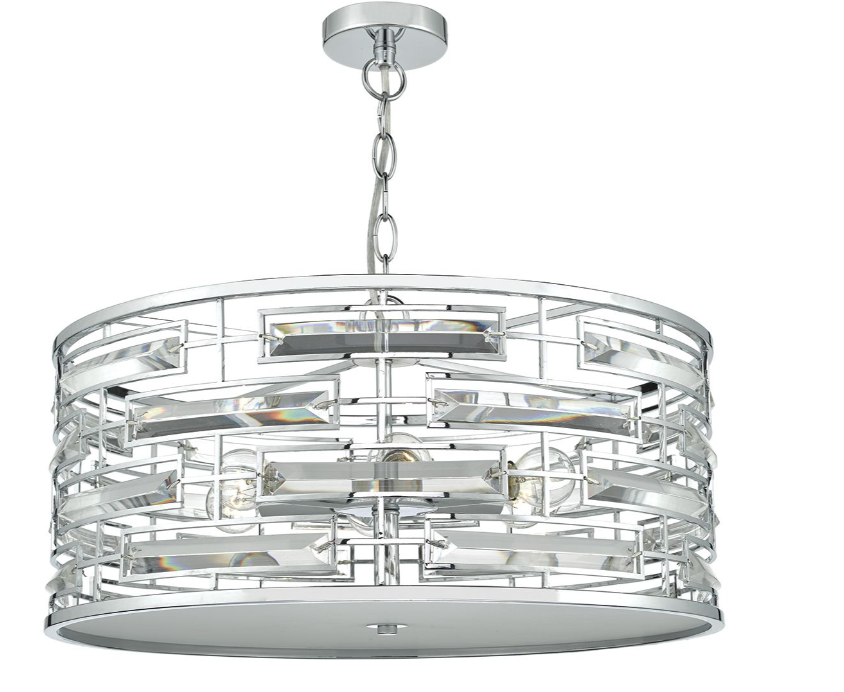 Seville 6 Light Pendant-  Polished Chrome and Crystal