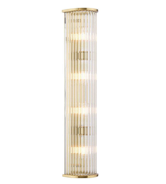 Tobiah 2/4 Light Bathroom Wall Light- Polished Chrome/ Natural Brass and Glass IP44