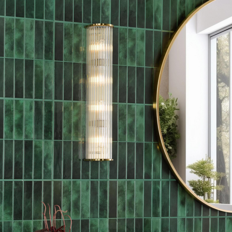 Tobiah 2/4 Light Bathroom Wall Light- Polished Chrome/ Natural Brass and Glass IP44