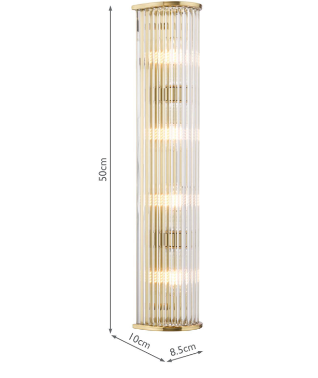 Tobiah 2/4 Light Bathroom Wall Light- Polished Chrome/ Natural Brass and Glass IP44