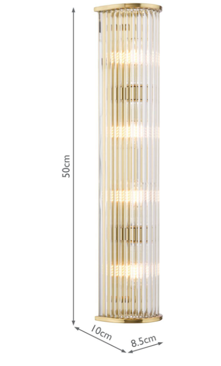 Tobiah 2/4 Light Bathroom Wall Light- Polished Chrome/ Natural Brass and Glass IP44