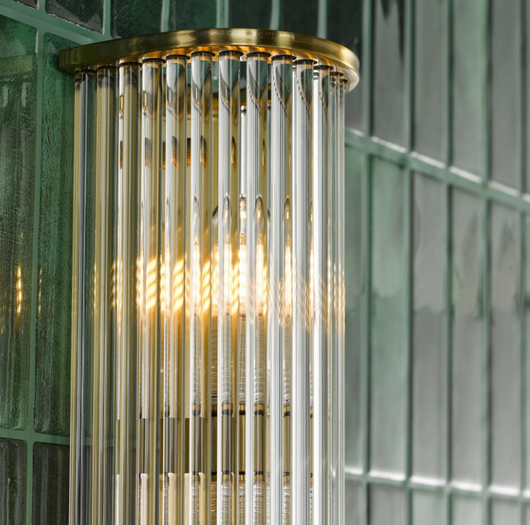 Tobiah 2/4 Light Bathroom Wall Light- Polished Chrome/ Natural Brass and Glass IP44