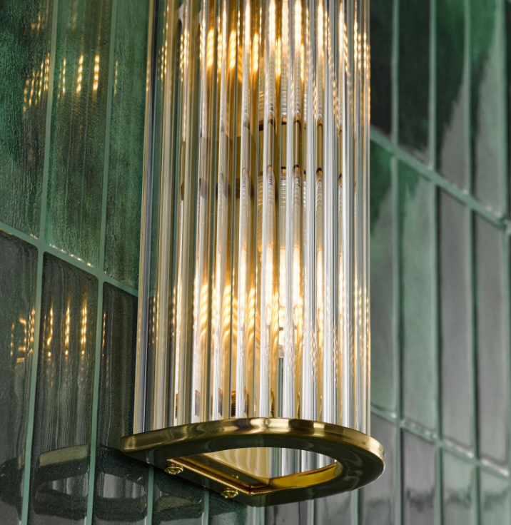 Tobiah 2/4 Light Bathroom Wall Light- Polished Chrome/ Natural Brass and Glass IP44