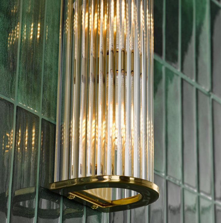 Tobiah 2/4 Light Bathroom Wall Light- Polished Chrome/ Natural Brass and Glass IP44