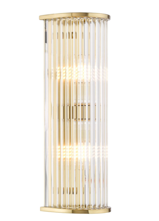 Tobiah 2/4 Light Bathroom Wall Light- Polished Chrome/ Natural Brass and Glass IP44