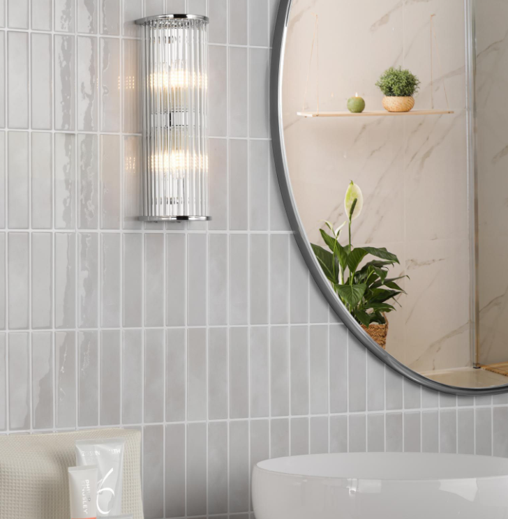 Tobiah 2/4 Light Bathroom Wall Light- Polished Chrome/ Natural Brass and Glass IP44