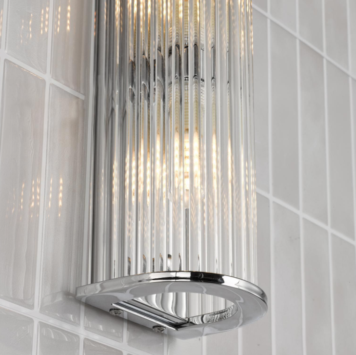 Tobiah 2/4 Light Bathroom Wall Light- Polished Chrome/ Natural Brass and Glass IP44