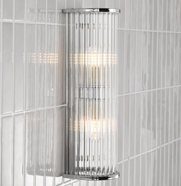 Tobiah 2/4 Light Bathroom Wall Light- Polished Chrome/ Natural Brass and Glass IP44